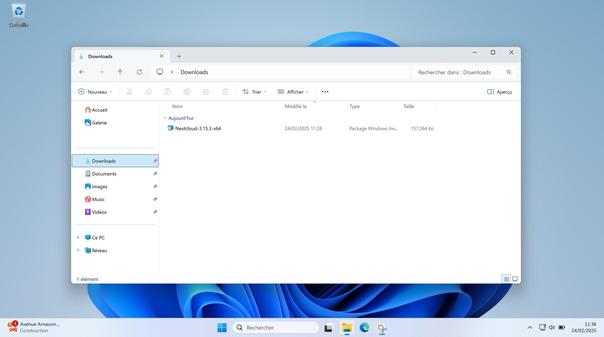 Repérer le fichier téléchargé dans le gestionnaire de fichiers