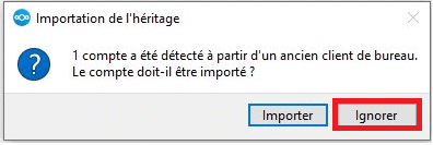 Message d’importation de l’héritage
