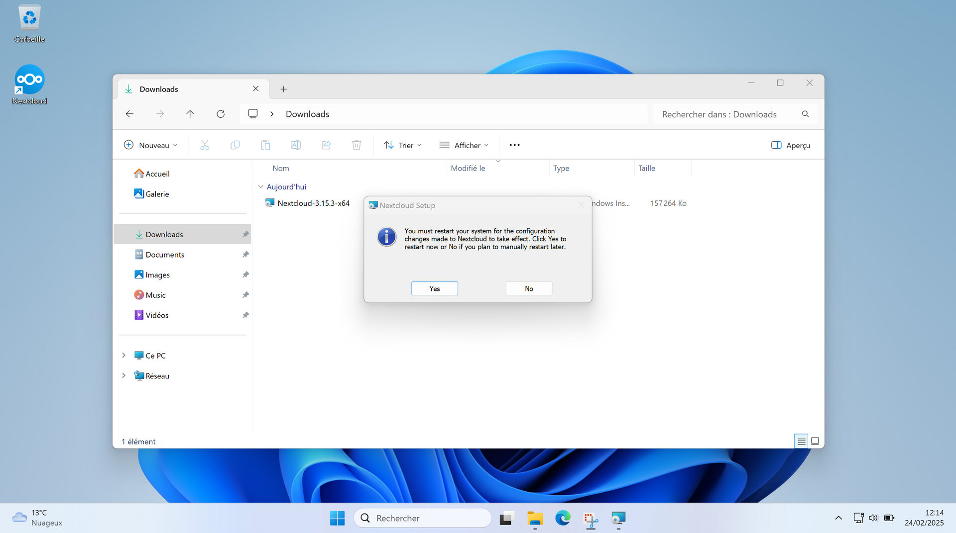 Redémarrage de Windows