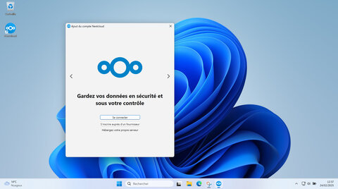 Tutoriel : La synchronisation et le partage de fichiers avec le service sDrive du CNRS, Début de la procédure de connexion du client de synchronisation au compte sDrive/Nextcloud