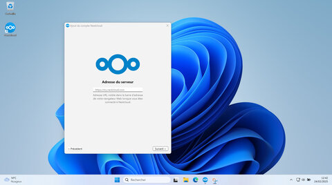 Tutoriel : La synchronisation et le partage de fichiers avec le service sDrive du CNRS, Poursuite de la procédure de connexion du client de synchronisation au compte sDrive/Nextcloud