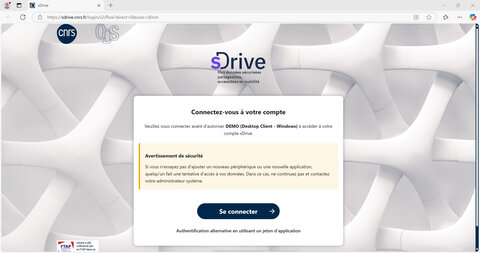 Tutoriel : La synchronisation et le partage de fichiers avec le service sDrive du CNRS, Ouverture du navigateur sur la page de connexion à sDrive/Nextcloud