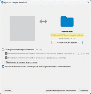 Tutoriel : La synchronisation et le partage de fichiers avec le service sDrive du CNRS, Finalisation de la procédure de connexion