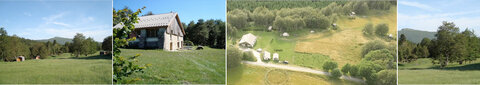 Bandeau de photos de Vassieux-en-Vercors pour notre calendrier, juillet 2025, Bandeau pour Lieu - He bergement - Formation - Vercors - Juillet 2025  copie