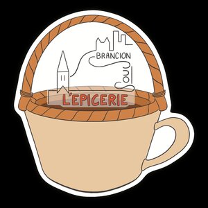 Logo épicerie, panier clair_sans tissage_anse café_fond blanc transparent_orange