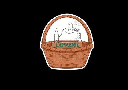 Logo épicerie, panier foncé_fond blanc transparent_vert