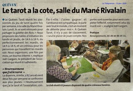 Queven Tarot (archives articles de presse), 2023-01-15_TG-Le Tarot a la cote