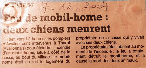 Casse auto (cliquer pour en savoir plus), CHRONIQUE-CASSE AUTO-2004-Incendie