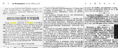 Café-épicerie (cliquer pour en voir plus), COMMERCE-1918-condamnation de Mme Chenal-Le Bourguignon