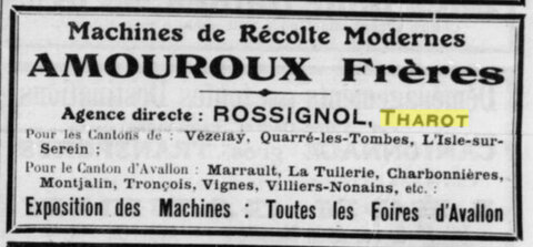 Forge Rossignol - publicités, COMMERCE-1929-Machines agricoles Rossignol