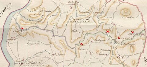 Moulins de Blanlhac et d'aval, Cadastre-Beaulieu-Moulins du Ran