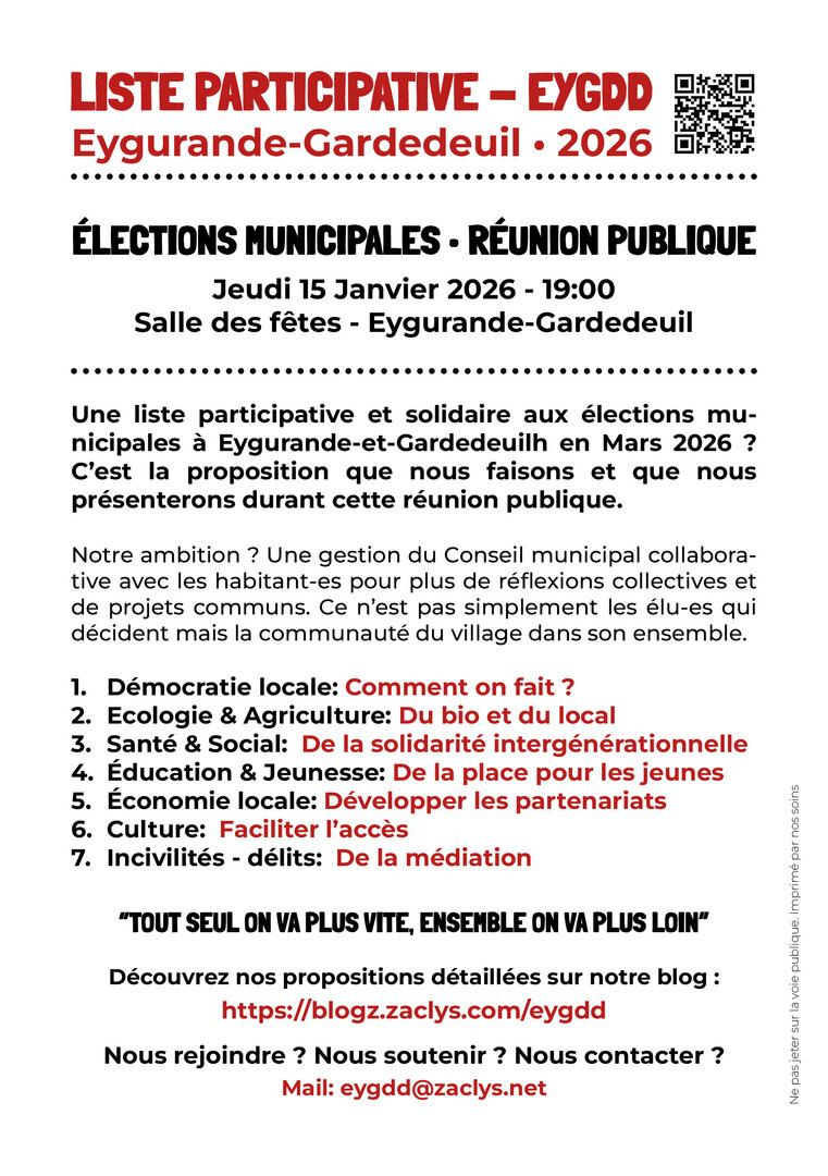 Tract Réunion Publique du 15 Janvier 2026