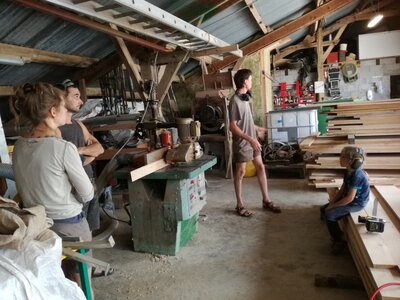 Evolutions à l'écolieu de Rhodes , 20220722_fabrication plancher en merisier
