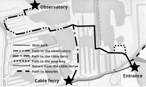 Map of the reserve, map romelaere chemins - UK