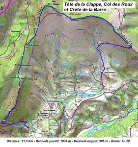 Circuit des Cabrettes, T&ecirc;te de la Clappe  Col des Roux et Cr&ecirc;te de la Barre