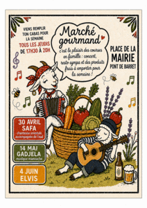Affiches activités, March&eacute; 17h30 jeudi pont-de-barret