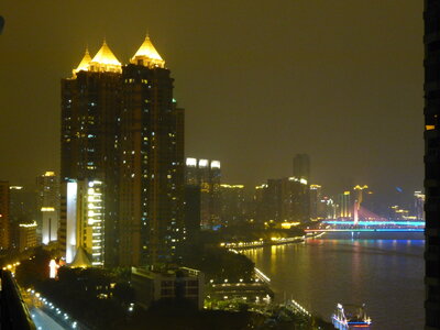 Guangzhou, Chine, Vue de l’’appart la nuit