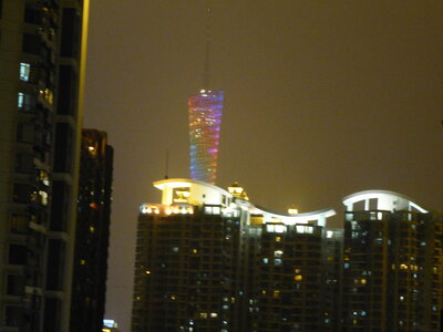 Guangzhou, Chine, Vue de l’’appart la nuit - Canton Tower