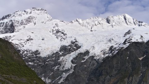 Nouvelle Zélande, novembre à janvier 2019-20, _1270352 raw Mt Sefton  3150m  et Huddleston Glacier  depuis Kea Point  ile du sud