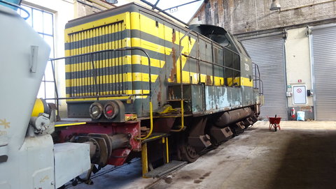 PFT-TSP - Musée Retro Train à St-Ghislain, collection du PFT (Patrimoine Ferroviaire Touristique). Certaines de ces machines roulent encore, notamment lors du festival du Bocq à la mi-août :-) , DSC05365