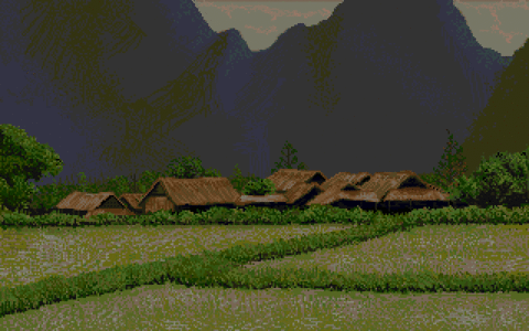 Amiga Pixel art 2, IanHarling-LostPatrol_PanoramaVillage1