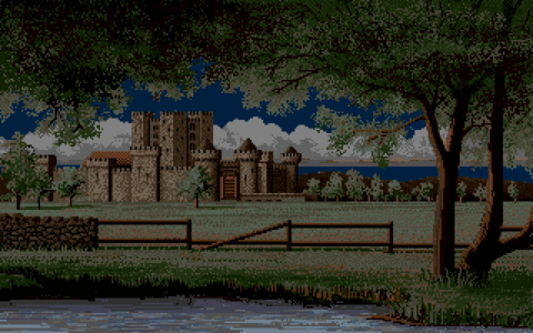 Amiga Pixel art 1, JimSachs-DefenderOfTheCrown_CastleNorman_night