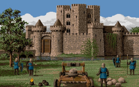 Amiga Pixel art 1, JimSachs-DefenderOfTheCrown_CastleNormanCatapult