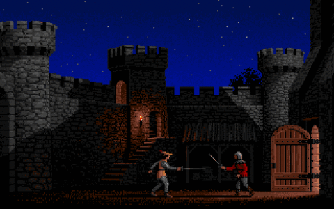 Amiga Pixel art 1, JimSachs-DefenderOfTheCrown_CastleNormanYard_wip