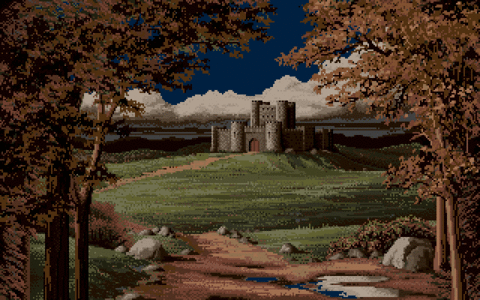 Amiga Pixel art 1, JimSachs-DefenderOfTheCrown_CastleSaxon_night