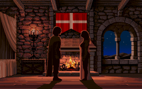 Amiga Pixel art 1, JimSachs-DefenderOfTheCrown_Romantic_Fireplace