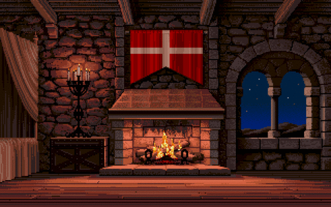 Amiga Pixel art 1, JimSachs-DefenderOfTheCrown_Romantic_Fireplace_bgr