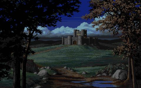 Amiga Pixel art 1, JimSachs-DefenderOfTheCrown2_CastleSaxon_night_wip