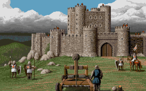 Amiga Pixel art 1, JimSachs-DefenderOfTheCrown2_CastleSaxonCatapult