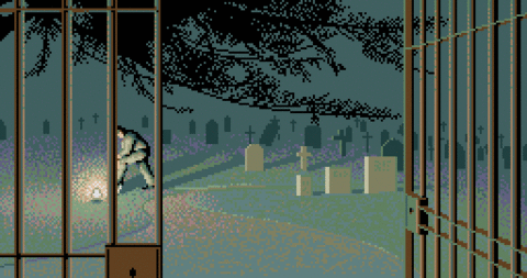 Amiga Pixel art 2, MagneticScrolls-GuildOfThieves_18_Cemetery
