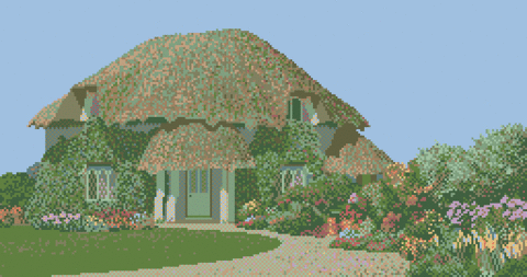 Amiga Pixel art 2, MagneticScrolls-Jinxter_08_FrontGarden