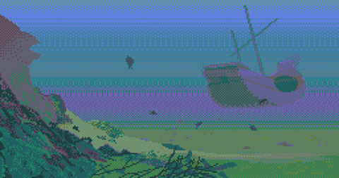 Amiga Pixel art 2, MagneticScrolls-Jinxter_13_AboveAShipwreck