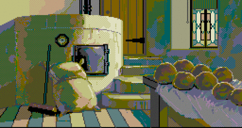 Amiga Pixel art 2, MagneticScrolls-Jinxter_14_BakeryKitchen