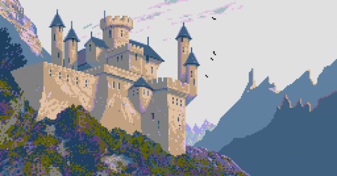Amiga Pixel art 2, MagneticScrolls-Jinxter_21_Mountain