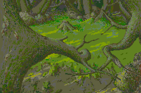 Amiga Pixel art 2, MagneticScrolls-_images-Pawn_11_ForestClearing.tft1