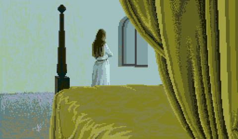 Amiga Pixel art 2, MagneticScrolls-_images-Pawn_30_Bedroom.tft1